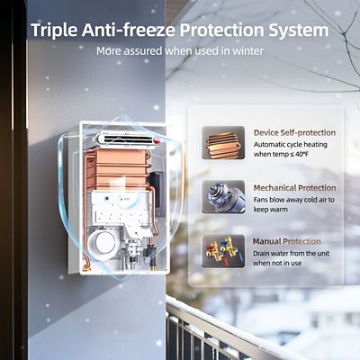 Image showing 8 th Mizudo 5.1-GPM Propane Gas Tankless Water Heater, Residential, 120,000-BTU, Outdoor Installation only