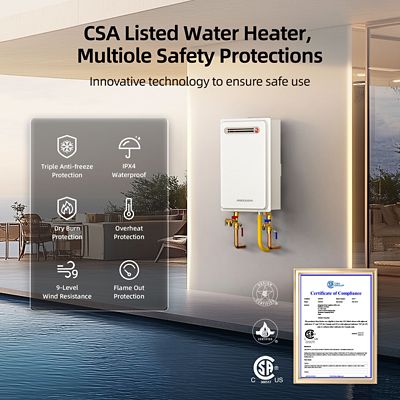 Image showing 9 th Mizudo 5.1-GPM Propane Gas Tankless Water Heater, Residential, 120,000-BTU, Outdoor Installation only