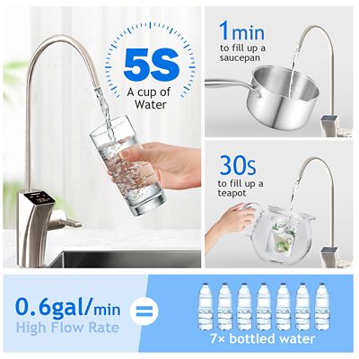 Image showing  800 GPD, 9-Stage Reverse Osmosis Filtration System, 3:1 Pure to Drain, Smart LED Faucet