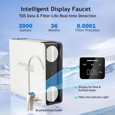 Image showing  1000 GPD, 9-Stage Reverse Osmosis Filtration System, 3:1 Pure to Drain, Smart LED Faucet