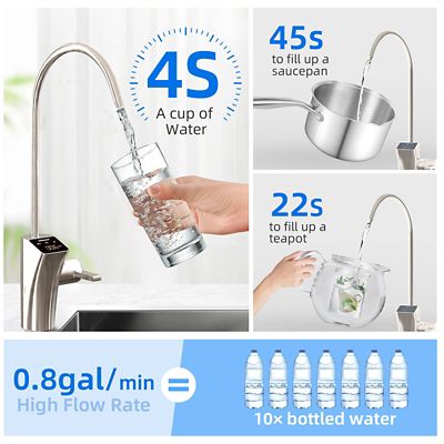 Image showing  1000 GPD, 9-Stage Reverse Osmosis Filtration System, 3:1 Pure to Drain, Smart LED Faucet
