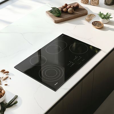 Image showing  30-in 4 Burners Smooth Surface (Radiant) Black Electric Ceramic Cooktop with Bridge Element