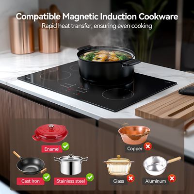 Image showing  30-in 4 Burners Black Induction Cooktop
