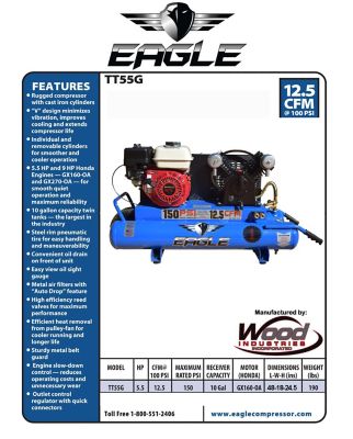 Image showing  10 Gallon 12.5 CFM Twin Tank Wheelbarrow Air Compressor