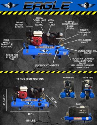 Image showing  10 Gallon 12.5 CFM Twin Tank Wheelbarrow Air Compressor