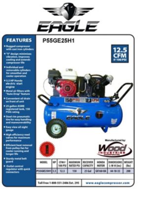 Image showing  25 Gallon Electric Start Portable Air Compressor, P55GE25H1