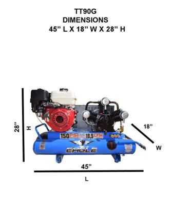 Image showing 5 th Eagle 10 gal. 18.5 CFM Twin Tank Wheelbarrow Air Compressor