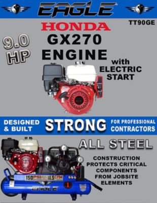 Image showing  10 Gallon Electric Start Twin Tank Wheelbarrow Air Compressor, TT90GE