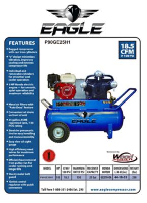 Image showing  25 gal. Electric Start Portable Air Compressor, P90GE25H1