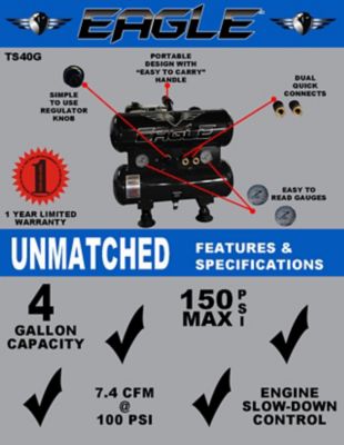 Image showing  4 Gallon Manual Start Portable Air Compressor