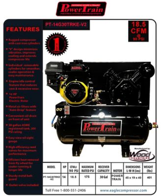 Image showing  30 Gallon Truck Mount Air Compressor, PT-14G30TRKE-V2