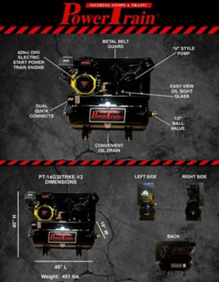 Image showing  30 Gallon Truck Mount Air Compressor, PT-14G30TRKE-V2