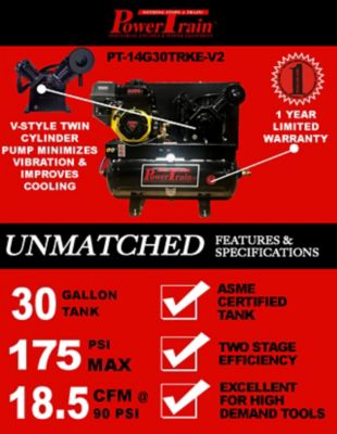 Image showing  30 Gallon Truck Mount Air Compressor, PT-14G30TRKE-V2