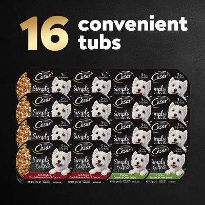 Image showing 5 th Cesar Simply Crafted Adult Dog Food Meal Topper, Chicken, Carrots & Green Beans and Beef, Chicken, 16 pk.