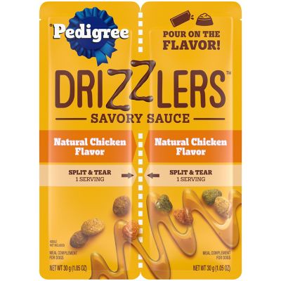 Pedigree Drizzlers Wet Dog Savory Sauce Natural Chicken Flavor, 2.11 oz. Dual Serving Pouches, 40-Pack