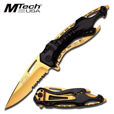 Image showing  Drop Point Gold and Black Knife, MT-A705BGCS