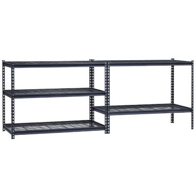 Image showing  5-Shelf Steel Shelving Unit, Black with Wire Shelf