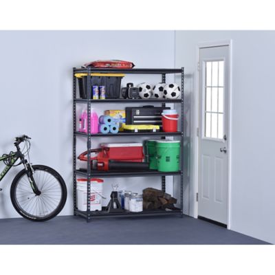 Image showing 6 th Muscle Rack 5-Shelf Steel Shelving Unit, Black with Wire Shelf