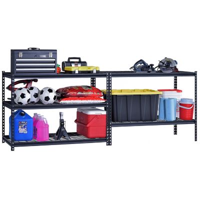 Image showing 8 th Muscle Rack 5-Shelf Steel Shelving Unit, Black with Wire Shelf