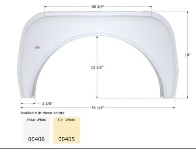Icon Tandem Axle Fender Skirt for Universal Fit, White, FS380, 406