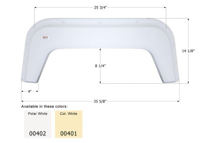 Icon Tandem Axle Fender Skirt for Universal Fit, White, FS370