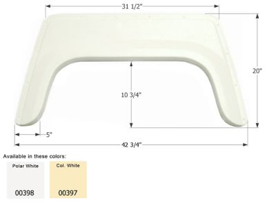 Icon Tandem Axle Fender Skirt for Universal Fit, White, FS343, 397