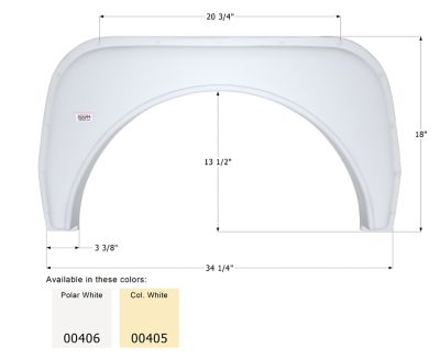 Icon Tandem Axle Fender Skirt for Universal Fit, White, FS380, 405