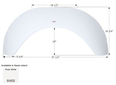 Icon Single Axle Fender Skirt for Sunline Models, White, FS1932