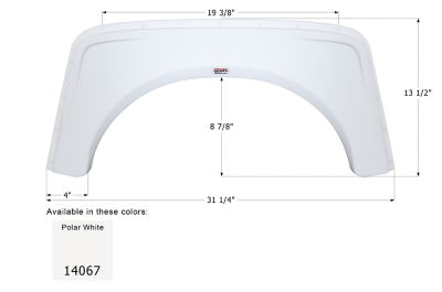 Icon Single Axle Fender Skirt for Aliner Models, White, FS4067