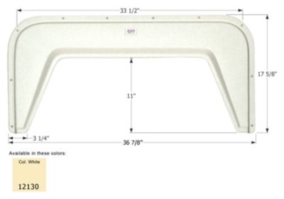 Icon Single Axle Fender Skirt for Vanguard Models, White, FS2130