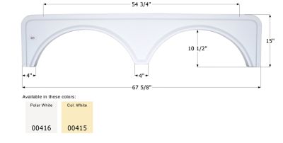 Icon ICON Tandem Axle Fender Skirt for Univeral Fit, White, FS668