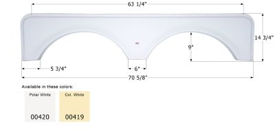 Icon ICON Tandem Axle Fender Skirt for Univeral Fit, White, FS671, 420