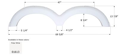 Icon Tandem Axle Fender Skirt for Heartland Models, White, FS761