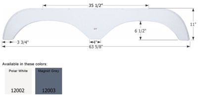 Icon Tandem Axle Fender Skirt for Okanagan Eclipse Models, White, FS2002