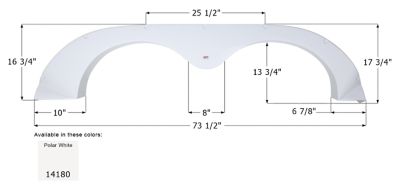 Image showing  Tandem Axle Fender Skirt for R-Vision Models, White, FS4180, 14180