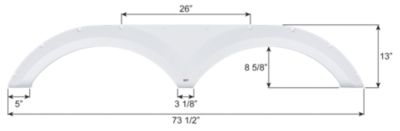 Icon Tandem Axle Fender Skirt for Keystone Alpine Models, White, FS6089