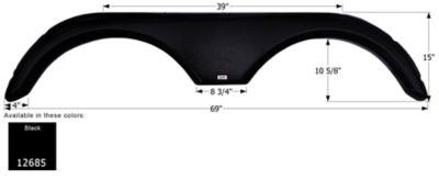 Icon Tandem Axle Fender Skirt for Gulf Stream Models, Black, FS2685