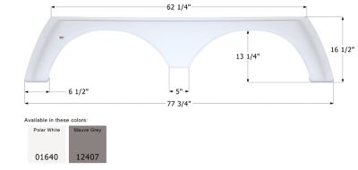 Icon 5th Wheel Travel Trailer Tandem Axle Fender Skirt for Alpenlite Models, White, FS779