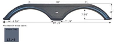 Icon 5th Wheel Travel Trailer Tandem Axle Fender Skirt for Alpenlite Models, Gray, FS2146