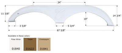 Icon Tandem Axle Fender Skirt for Forest River Models, White, FS1840, 15281