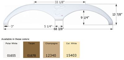 Icon Tandem Axle Fender Skirt for Forest River Cardinal Models, White, FS785, 15403