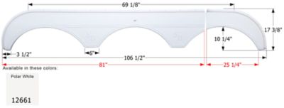 Icon Triple Axle Fender Skirt for Sunnybrook Models, White, FS2661