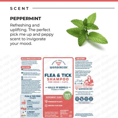 Image showing  Flea & Tick Shampoo for Dogs and Cats - with Natural Essential Oils 12 oz Peppermint