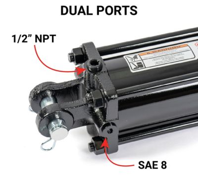Image showing  3 in. x 16 in. Tie Rod Cylinder, 1-1/4 in. Rod, with Dual Port (SAE8 & 1/2 in. NPT), 2500 PSI