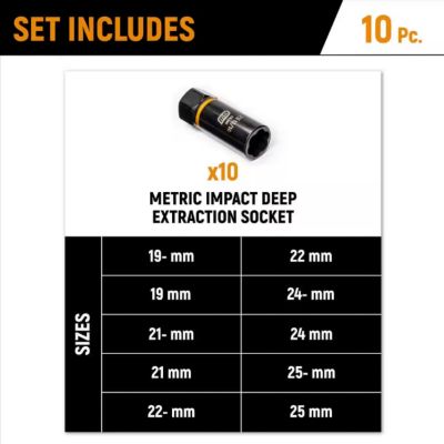 Image showing  10 pc. 1/2 in. Drive Bolt Biter Deep Extraction Socket Set