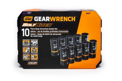 Image showing 5 th GEARWRENCH 10 pc. 1/2 in. Drive Bolt Biter Deep Extraction Socket Set