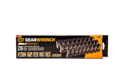 Image showing 6 th GEARWRENCH 28 pc. 1/4 in. & 3/8 in. Drive Bolt Biter Impact Extraction Socket Set