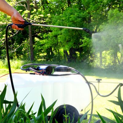 Image showing  25 gal. Tow-Behind 2-in-1 Sprayer with 90 in. Boom Sprayer and 12 ft. Hand Sprayer