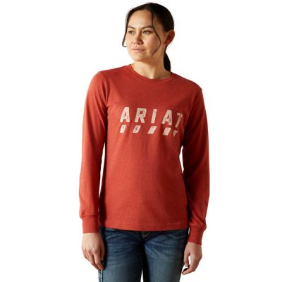 Image showing 0 th Ariat Women's Rebar Cotton Strong Logo Crew Neck Long-Sleeve Work T-Shirt
