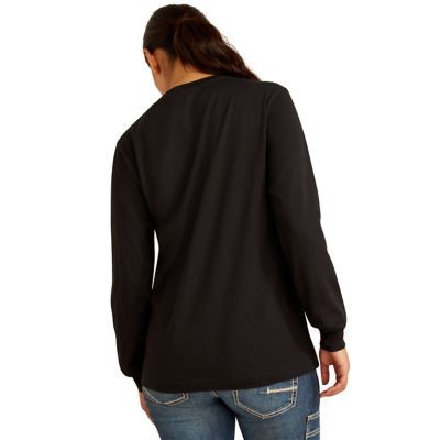 Image showing  Women's Rebar Cotton Strong Logo Crew Neck Long-Sleeve Work T-Shirt
